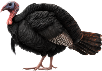 Black turkey isolated on transparent background fowl animal poultry bird farm domestic species wildlife creature zoo