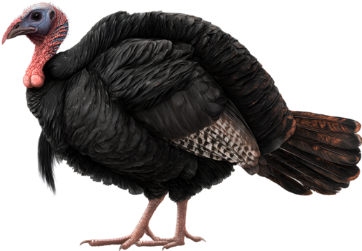 Black turkey isolated on transparent background fowl animal poultry bird farm domestic species wildlife creature zoo