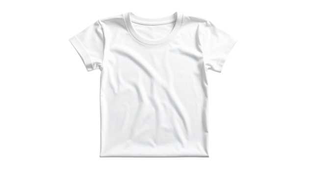 plain white t-shirt mockup png isolated on white background, front view apparel