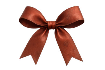 Satin gift bow in reddish brown color with looped ribbon, symbolizing celebration, holidays, decoration, and offering a transparent background