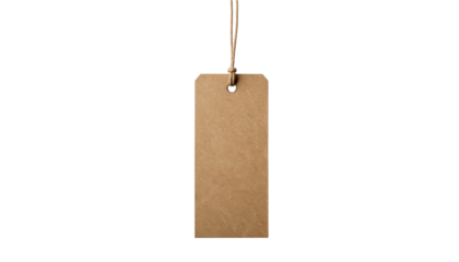 Isolated Kraft Paper Tag with String Mockup - Blank Hanging Label PNG