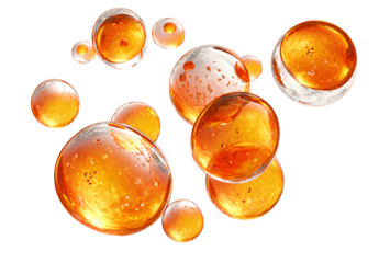 Orange Gel Serum Transparent Bubbles Isolated Against Transparent Background Digital Rendering Liquid Substance