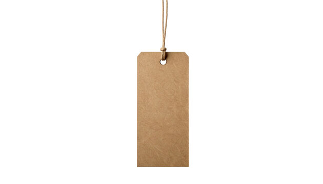 Isolated Kraft Paper Tag with String Mockup - Blank Hanging Label PNG