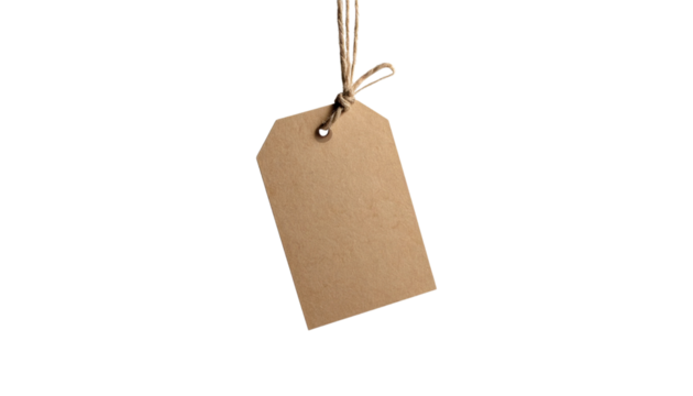 Hanging Kraft Paper Tag PNG Blank Label with Twine String for Price or Gift