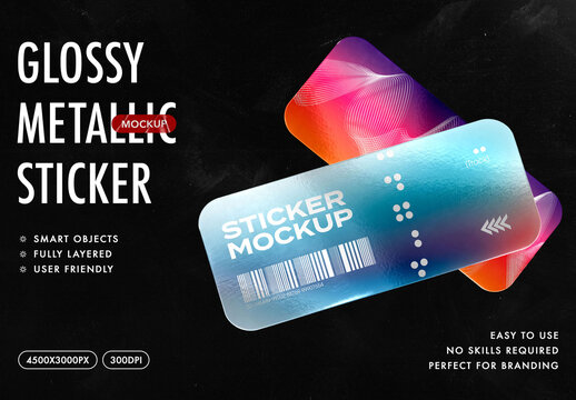 Rectangle Metallic Sticker Mockup