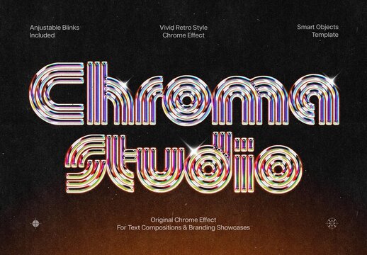 Vivid Retro Style Chrome Effect Mockup