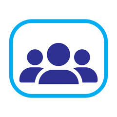 Blue color icon of a group of people, colorful community blend.