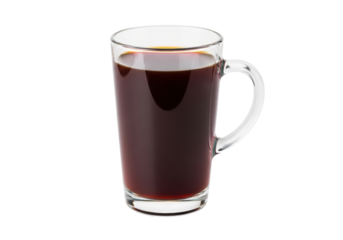 Isolated glass mug of dark coffee ready to drink for a pick me up during the day
