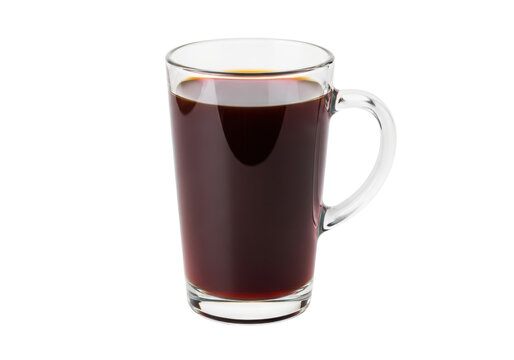 Isolated glass mug of dark coffee ready to drink for a pick me up during the day