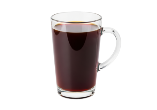 Isolated glass mug of dark coffee ready to drink for a pick me up during the day