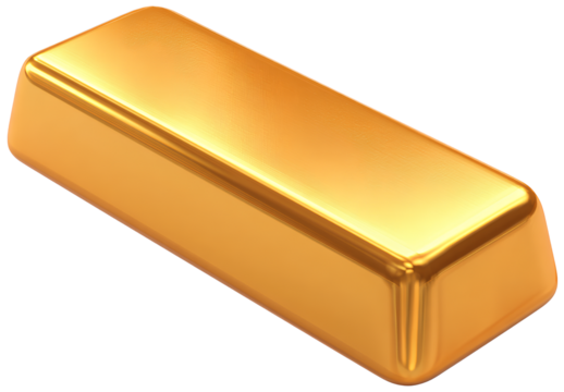 Shiny gold bar brick bullion wealth and investment on transparent background financial success
