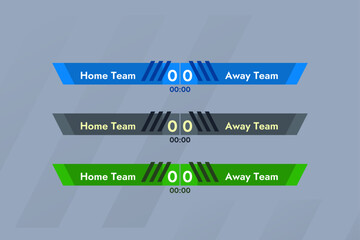 Fototapeta premium Set of color vector banners bottom banner for broadcasting a match in three different versions