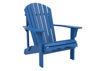 Isolated blue Adirondack chair with an angled back on seamless background for summer days