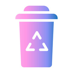 Gradient color icon of a recycle trash bin, eco green-blue pastel blend.