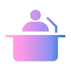 Gradient color icon of a podium speaker, colorful presentation blend.