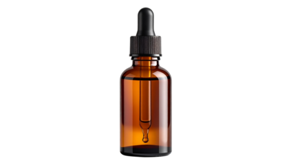 Amber Glass Dropper Bottle PNG for Essential Oils and Serums, Realistic Product Photography