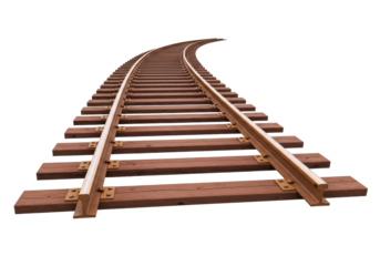 Isolated Railroad Tracks Curving, A Transportation Infrastructure Element, A Railway Design