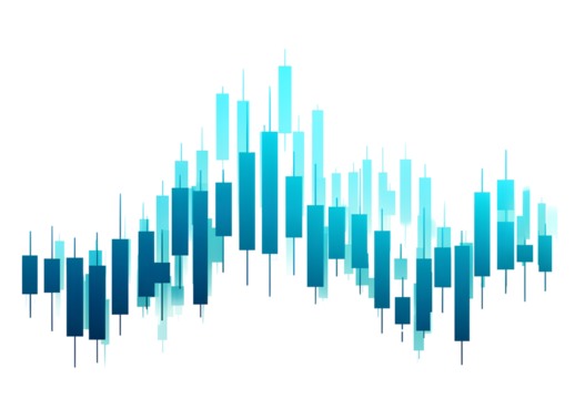 Stock market chart on transparent backdrop illustrating business finance trends for investment analysis and economic performance forecasting