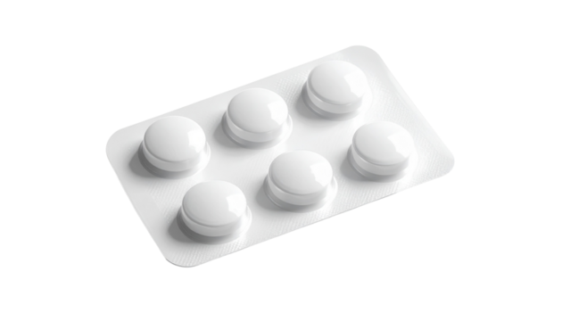 White Pills in Blister Pack Medicine Treatment PNG
