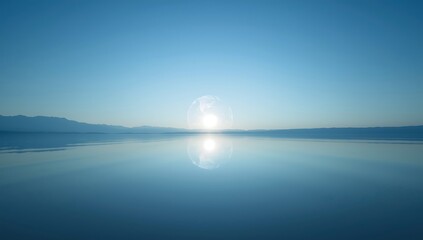 Calm blue water reflection landscape serene scene nature background wallpaper hd image