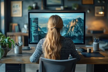 Professional focused on laptop during nighttime work