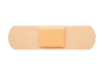 Isolated adhesive bandage provides protection for wounds; simple, effective first aid item