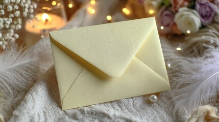 Elegant Cream Envelope on a Soft Textured Surface with Subtle Lighting.