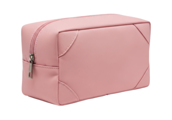 Isolated pink toiletry bag with zipper, cosmetic case, and travel organizer for hygiene products