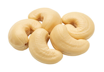 Isolated cashew nuts group, raw organic food snack for healthy diet, cooking ingredient