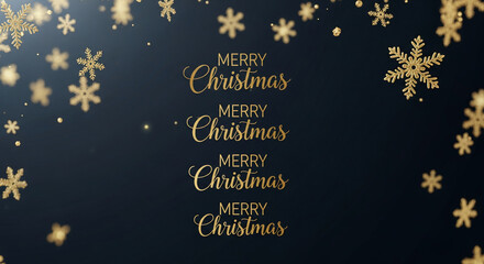 Dark blue background with golden snowflakes and "Merry Christmas" text, suggesting festive celebration, joy, and holiday season spirit free space