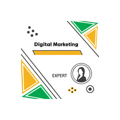 Digital Marketing Expert Banner with Geometric Abstract Design