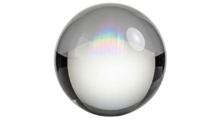 Isolated glass sphere with light effect, clear reflective ball, crystal orb isolated object
