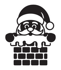 Santa Claus peeking out of a chimney a vector illustration for Christmas designs isolated on white background