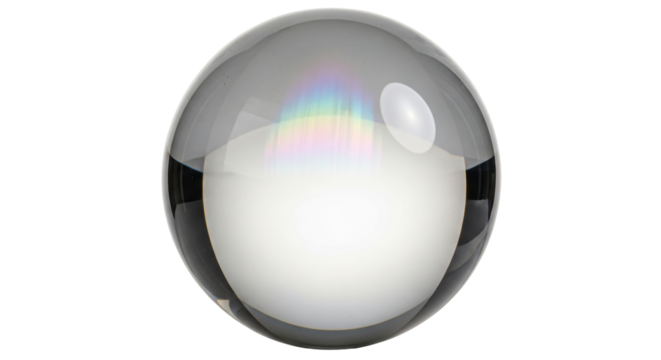 Isolated glass sphere with light effect, clear reflective ball, crystal orb isolated object