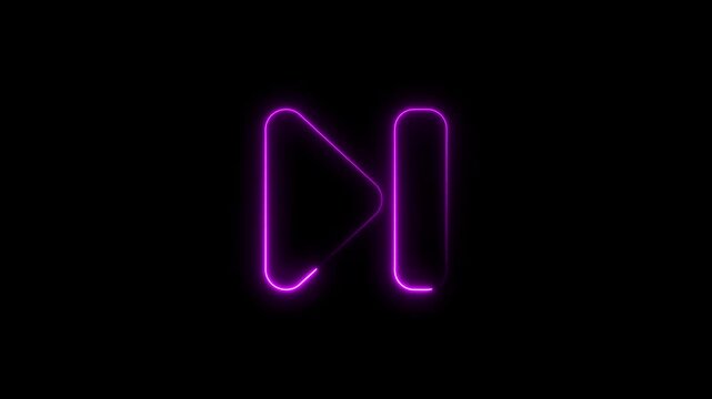 Purple Neon Fast Forward Icon on Black Background next
