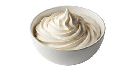 Isolated bowl of swirl whipped cream perfect for desserts, sweet toppings, & culinary treats