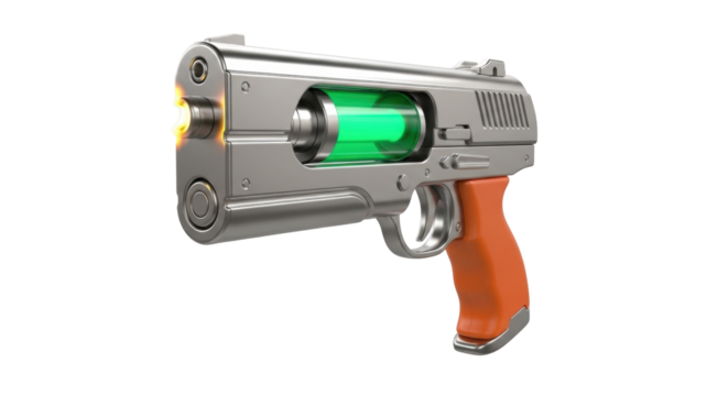 Isolated futuristic weapon 3D rendering for film animation and design concept idea