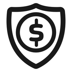 Dollar shield icon – financial protection and secure payment symbol in minimal outline style
