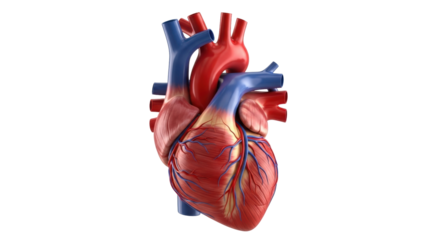 Isolated Model of Human Heart Showing Blood Vessels, Pulmonary Arteries and Aorta
