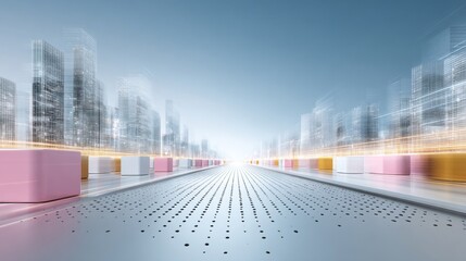 Futuristic Cityscape Digital Rendering of Urban Infrastructure and Technology.