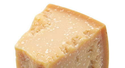 Naklejka premium Isolated chunk of aged Parmesan cheese, a hard, granular, rich Italian dairy product block