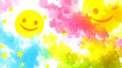 Joyful Smiley Face Clouds of Color and Happiness.