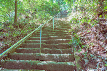 茨城　西金砂神社の急な階段