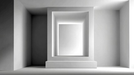 Minimalist architectural design with a bright empty white space.