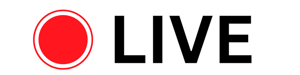 Simple Red Circle Indicator LIVE Text Graphic Button with Transparent Background Vector