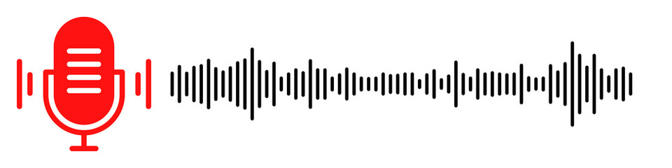 Voice Recording Microphone Icon with Sound Wave Graphic Design and Transparent Background