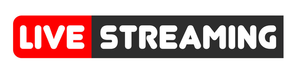 Modern Live Streaming Red and Black Graphic Button Design with Transparent Background Vector