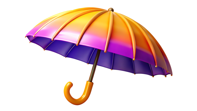 Colorful gradient umbrella isolated on a clean white background, protection symbol
