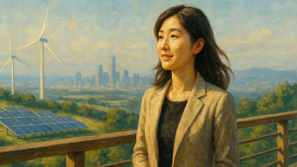 Portrait of a Woman Looking Towards a Sustainable Future