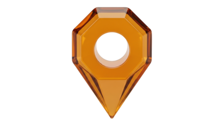 Isolated Amber Glass Point Marker. 3D Icon is Perfect for Mapping Apps or Web Design. Symbol.